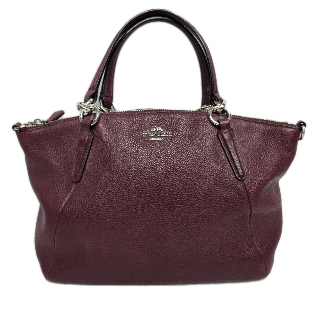 Coach Small Kelsey Pebble Leather Crossbody Satchel Bag Purse Burgundy 3270